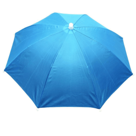Portable Rain Hat Outdoor Folding Umbrella Fishing Sun Shade Anti-UV Camping Fishing Headwear Cap Beach Head Hat Accessory (Color: sky blue)