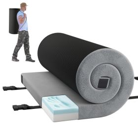Foldable Camping Mattress with High density foam Cushion and Anti-slip Bottom (Color: gray)